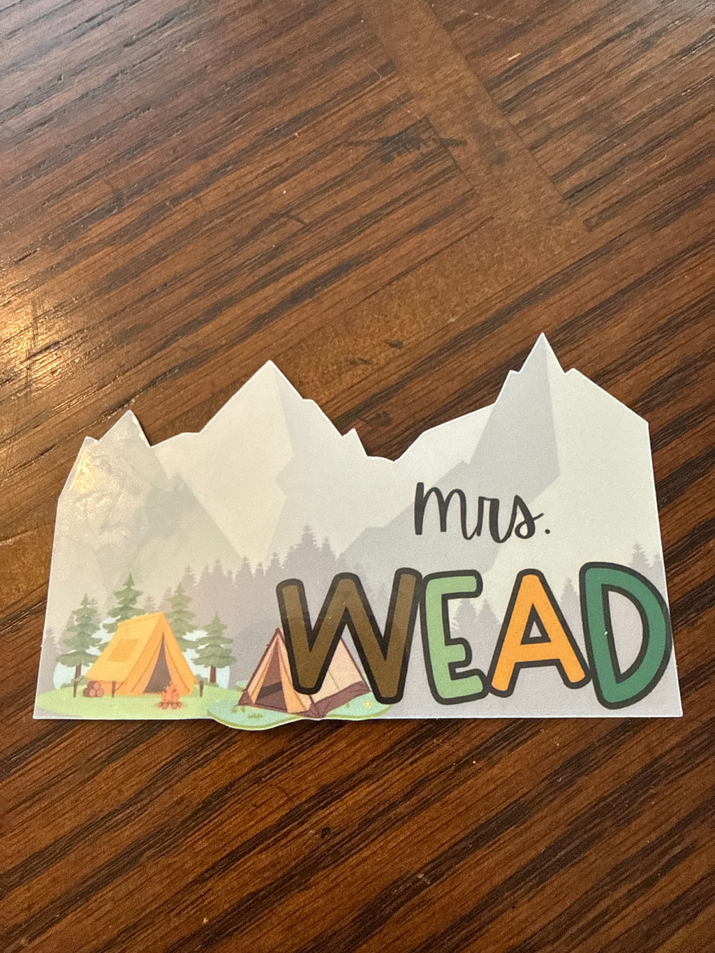 🏔️ Personalized Mountain Adventure Teacher Name Sticker