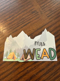 🏔️ Personalized Mountain Adventure Teacher Name Sticker