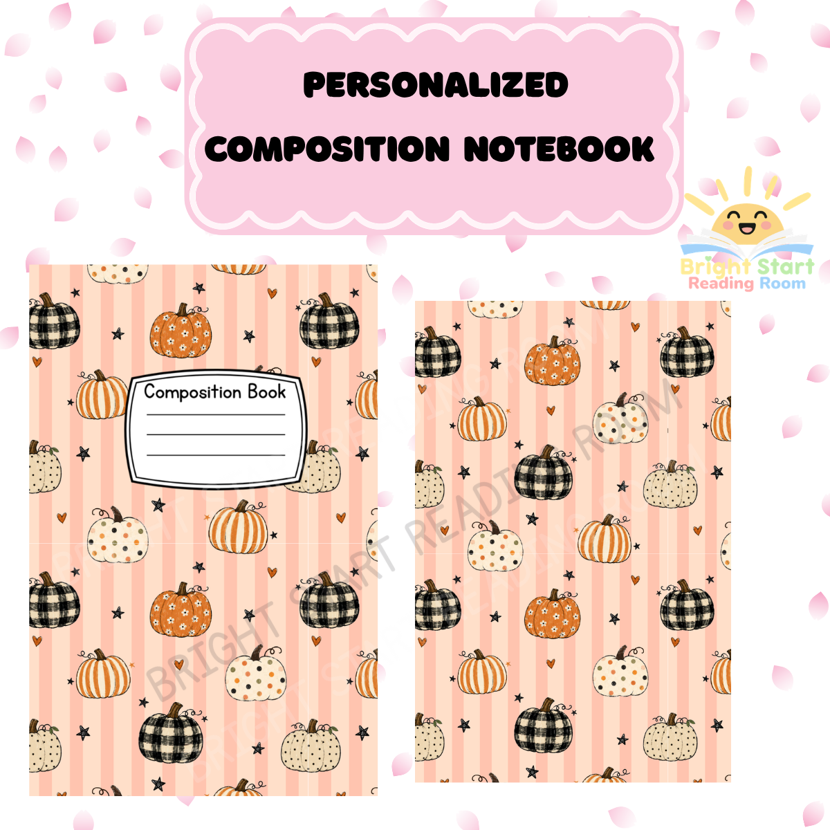 Personalized Fall Pumpkin Notebook Cover Sticker - DIY