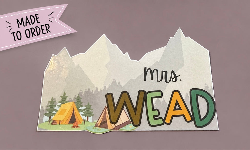 🏔️ Personalized Mountain Adventure Teacher Name Sticker