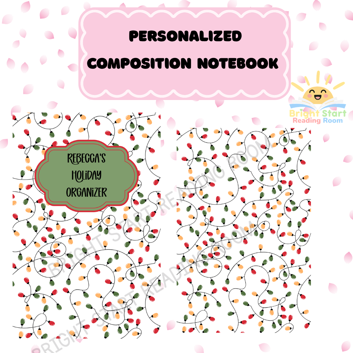 Personalized Holiday Lights Notebook Cover Sticker - DIY