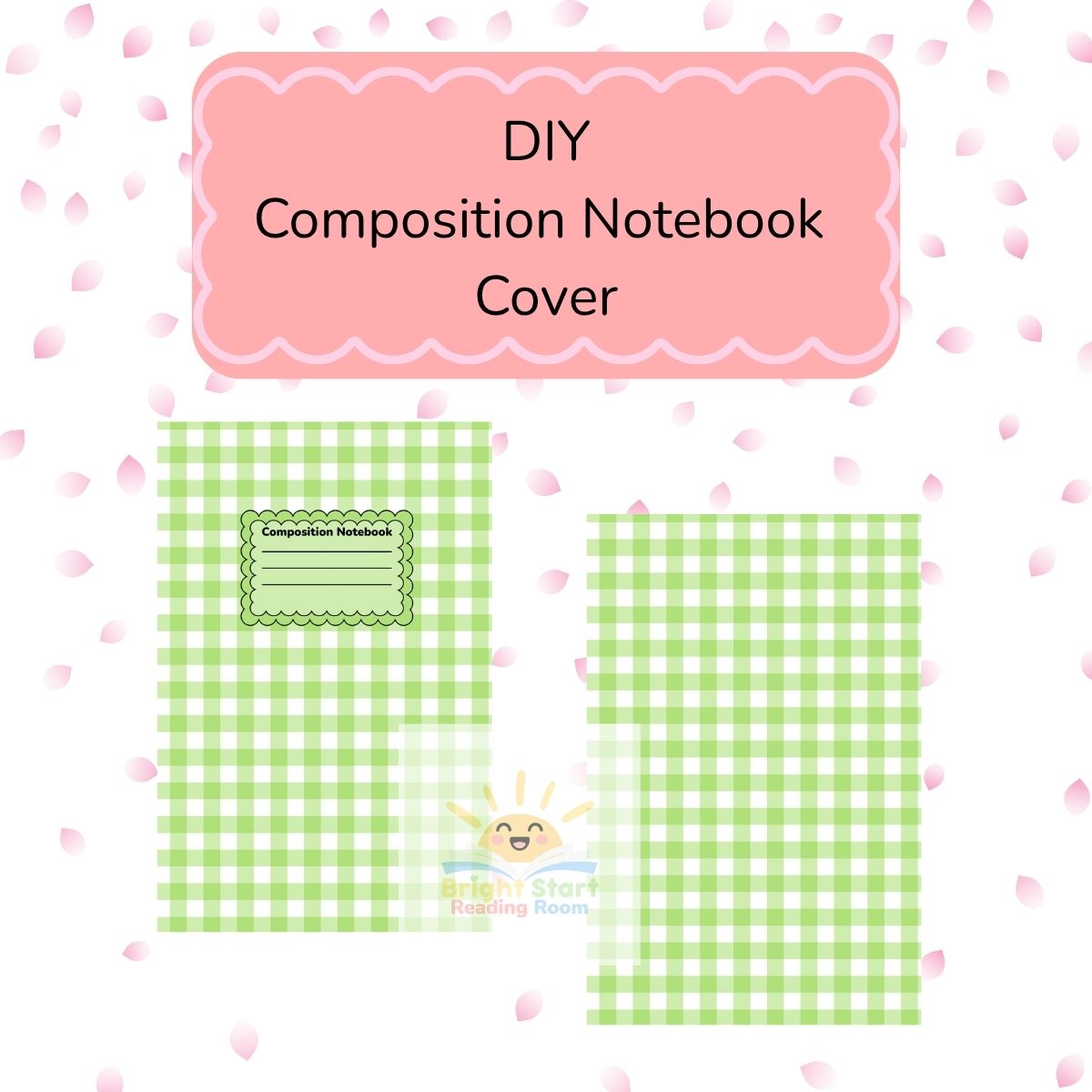 Personalized Green Gingham Notebook Cover - DIY