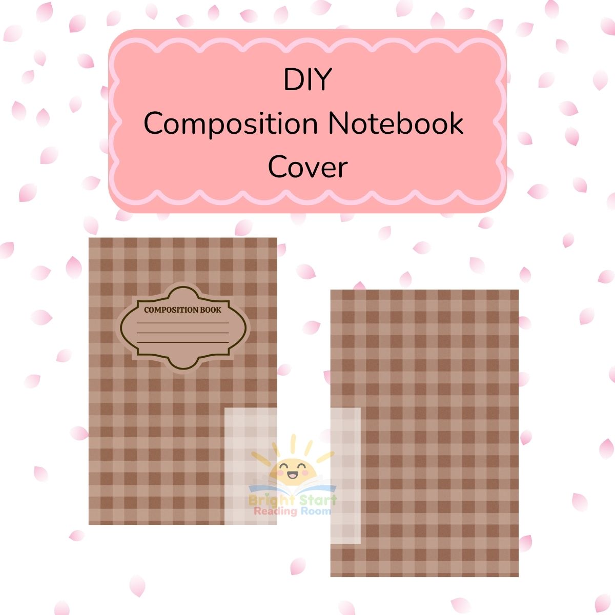 Personalized Brown Gingham Notebook Cover - DIY