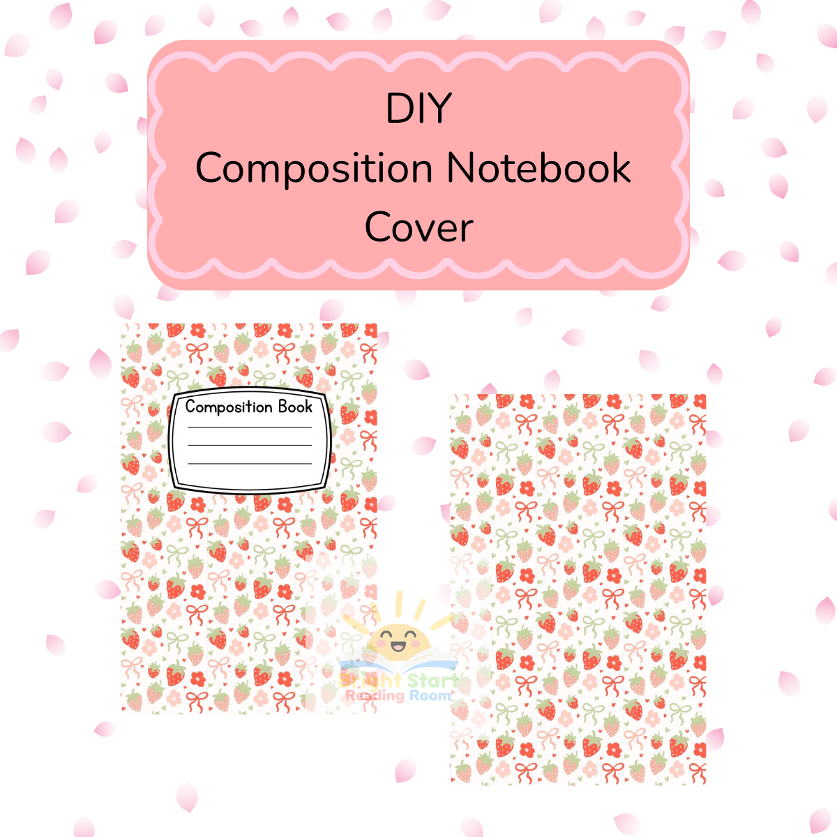 Personalized Strawberries and Bows Notebook Cover - DIY
