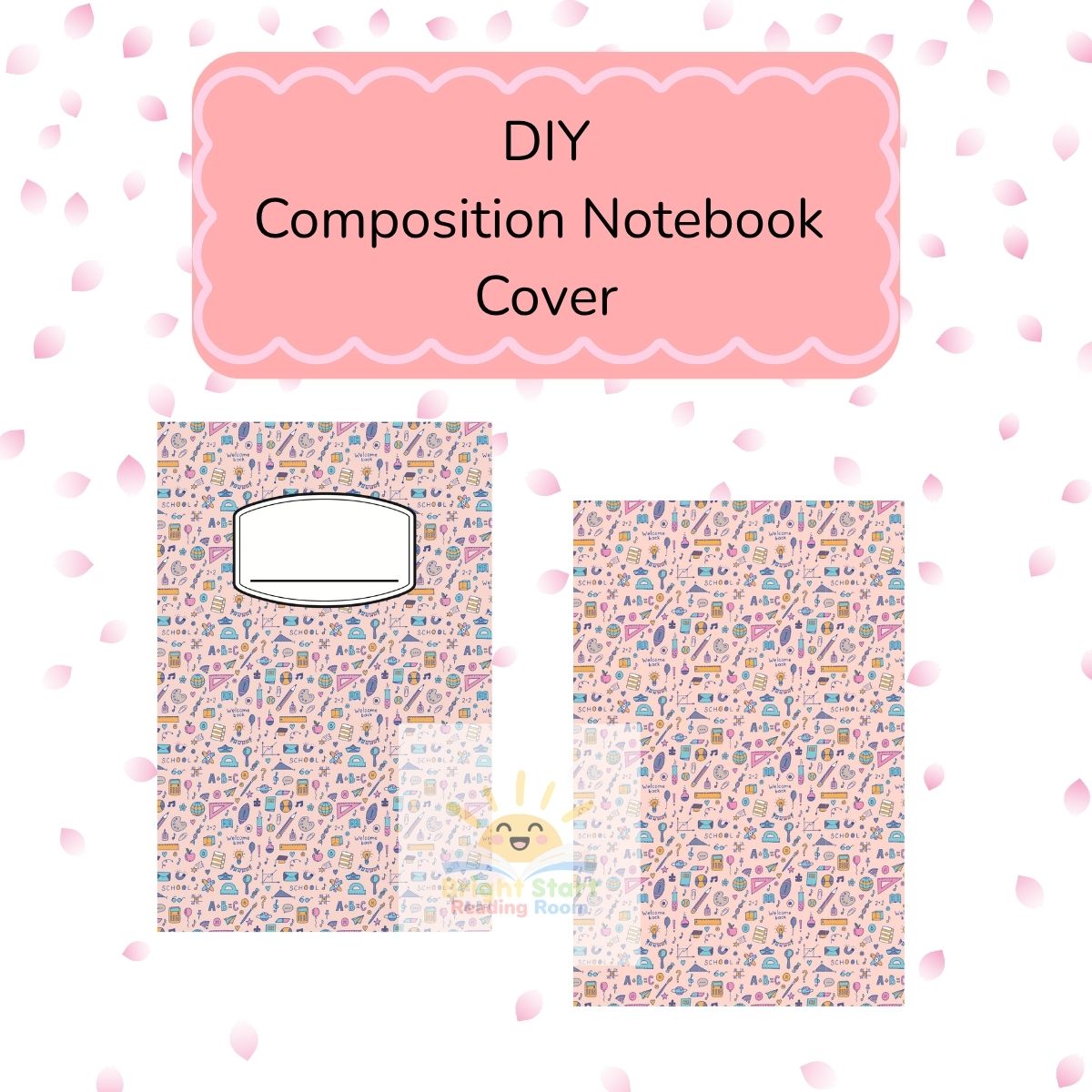 Personalized Pink Supplies Notebook Cover - DIY